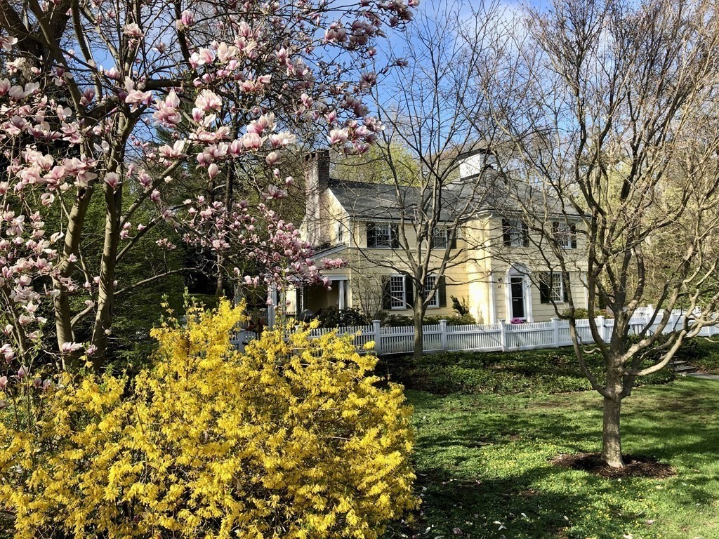 35 Sawyer Road Wellesley, MA 02481 - Photo 25 of 27 a front view of a house with a garden