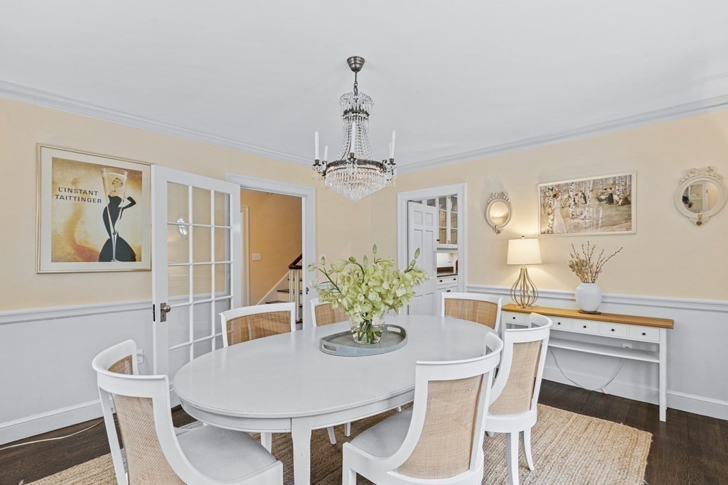 35 Sawyer Road Wellesley, MA 02481 - Photo 9 of 27 a view of a dining room with furniture and chandelier