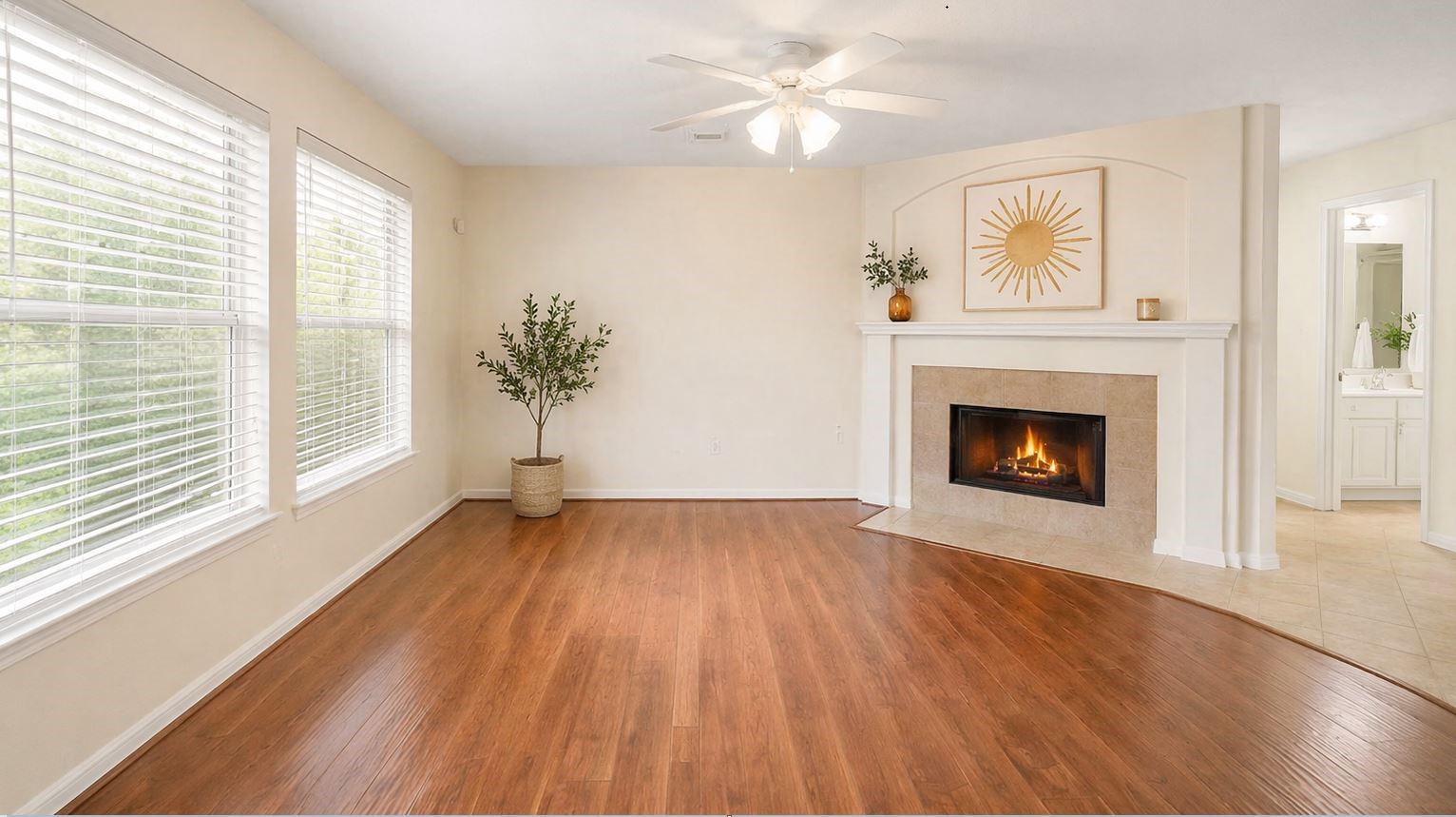 3522 Brackenfern Road Katy, TX 77449 - Photo 5 of 17 a view of empty room with wooden floor and fan