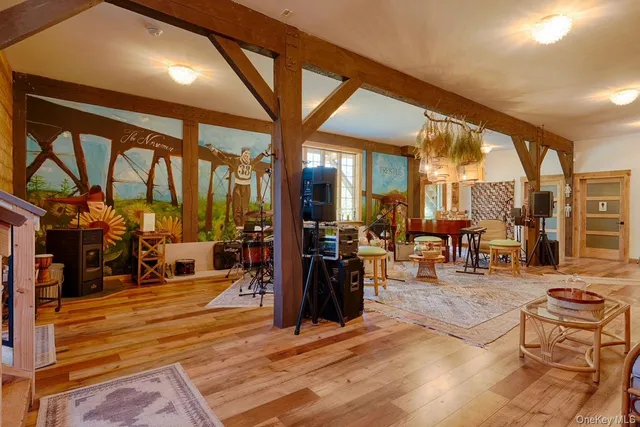 an outdoor space with patio furniture