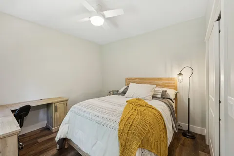 a view of a pathway both side of yard