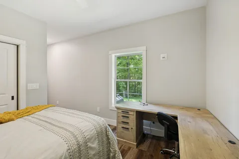 a view of a garden with a tree