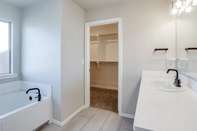 a bathroom with a tub