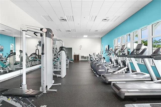 a view of a room with gym equipment