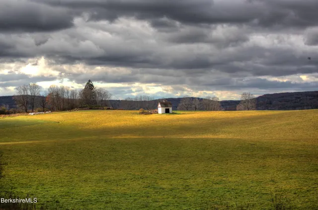 a view of grassy field and mountains