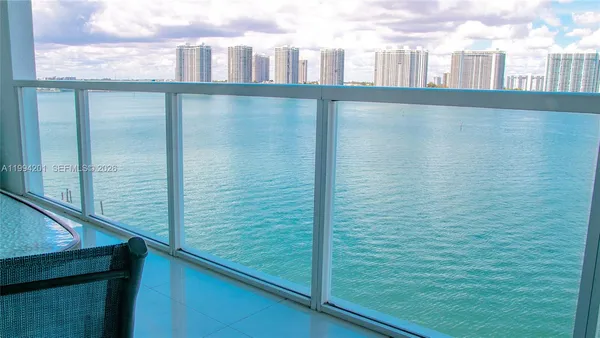 a view of a balcony with an outdoor space