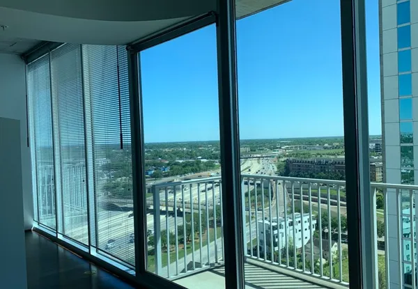 a view of a glass door