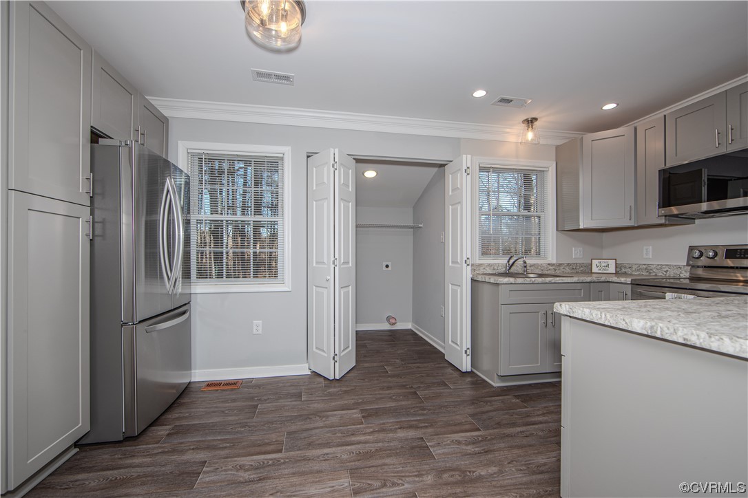 1001 Red House Road Ford, VA 23850 - Photo 4 of 20 a kitchen with stainless steel appliances granite countertop a refrigerator and a stove top oven