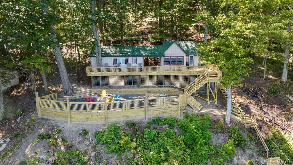 126 Ridings Drive Homer, NY 13077 - Photo 2 of 43 Aerial - deck and firepit entertainment area.