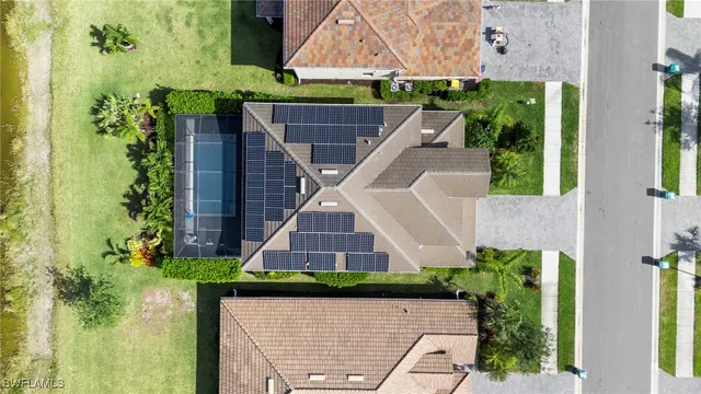 an aerial view of a house