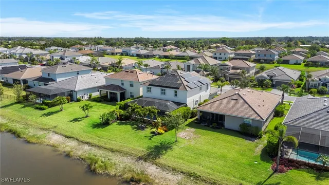 an aerial view of a house with a garden