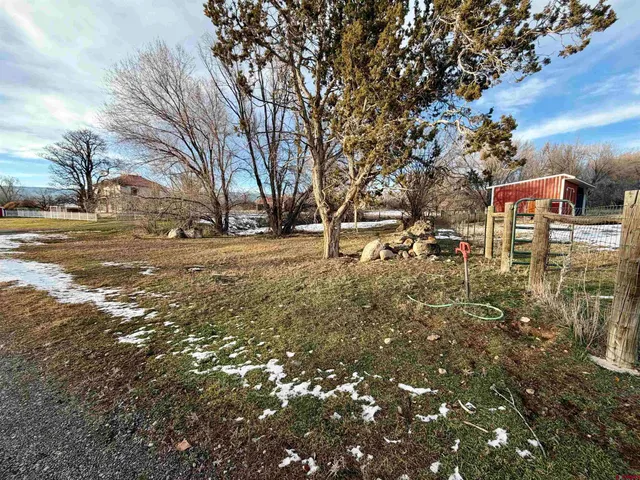 a view of a yard with an outdoor space