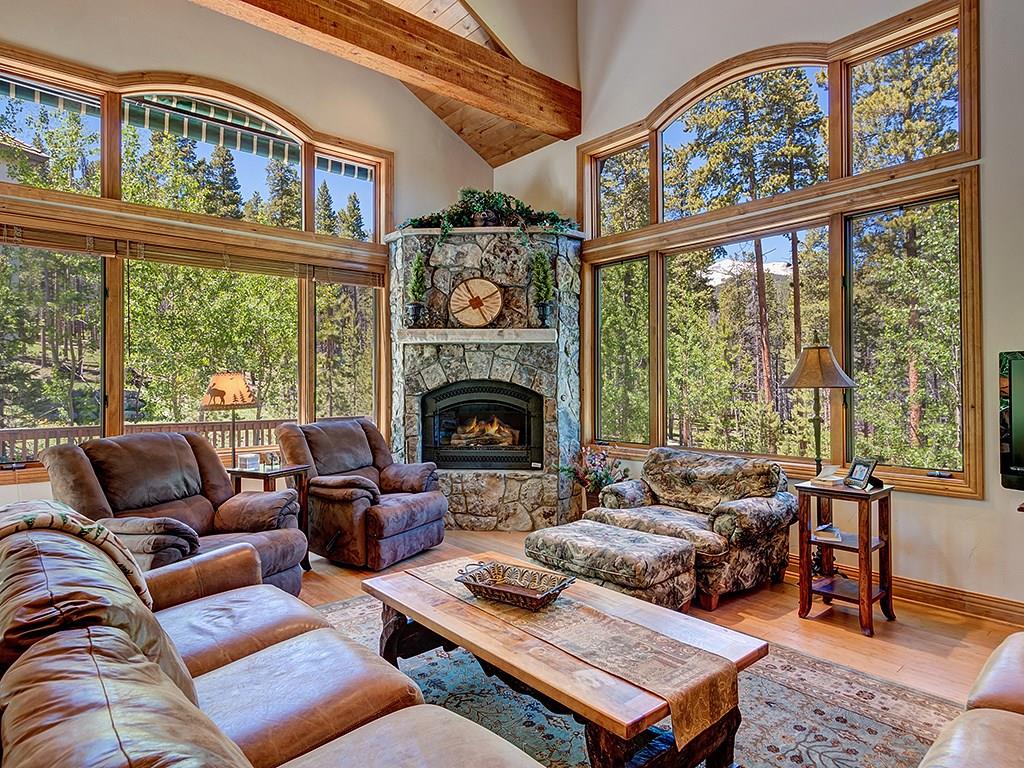 677 White Cloud Drive Breckenridge, CO 80424 - Photo 3 of 25 a living room with furniture a fireplace and a large window