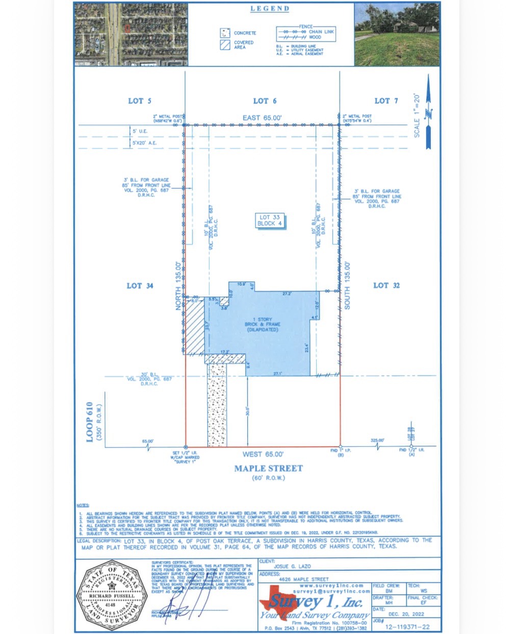 4626 Maple Street Bellaire, TX 77401 - Photo 3 of 8 Survey, house has been removed demolished.
