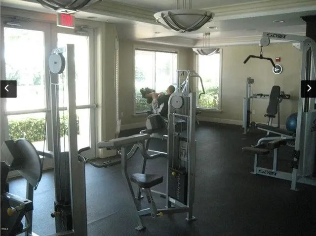 a view of a room with gym equipment