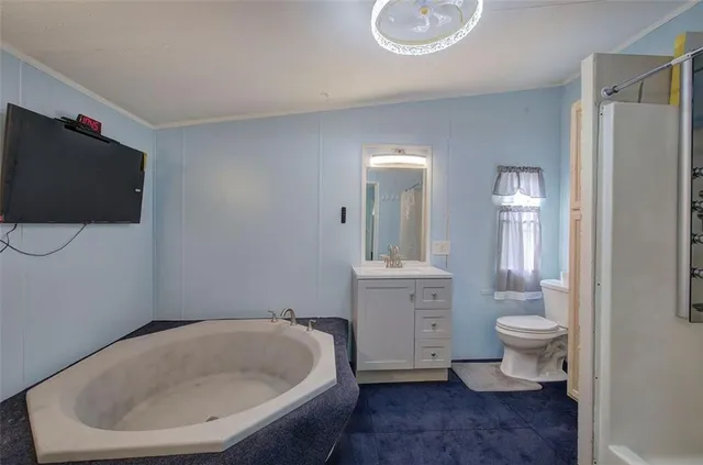 a bathroom with a toilet a sink and a mirror