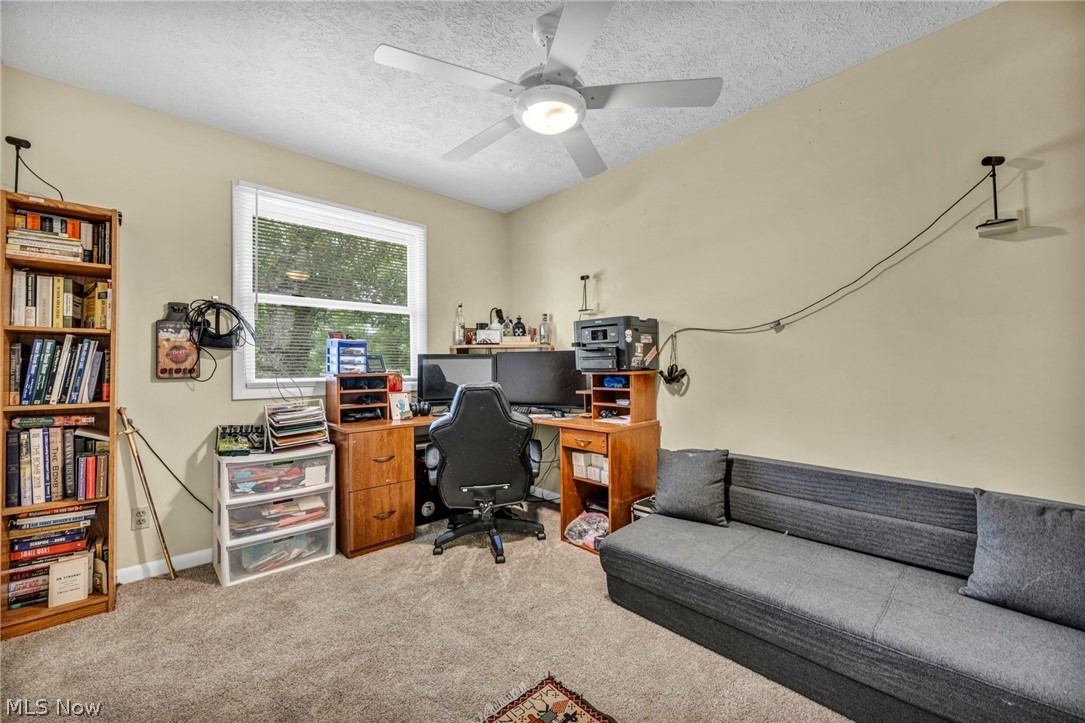 3005 Kendall Road Akron, OH 44321 - Photo 26 of 46 Carpeted office with a textured ceiling and ceiling fan