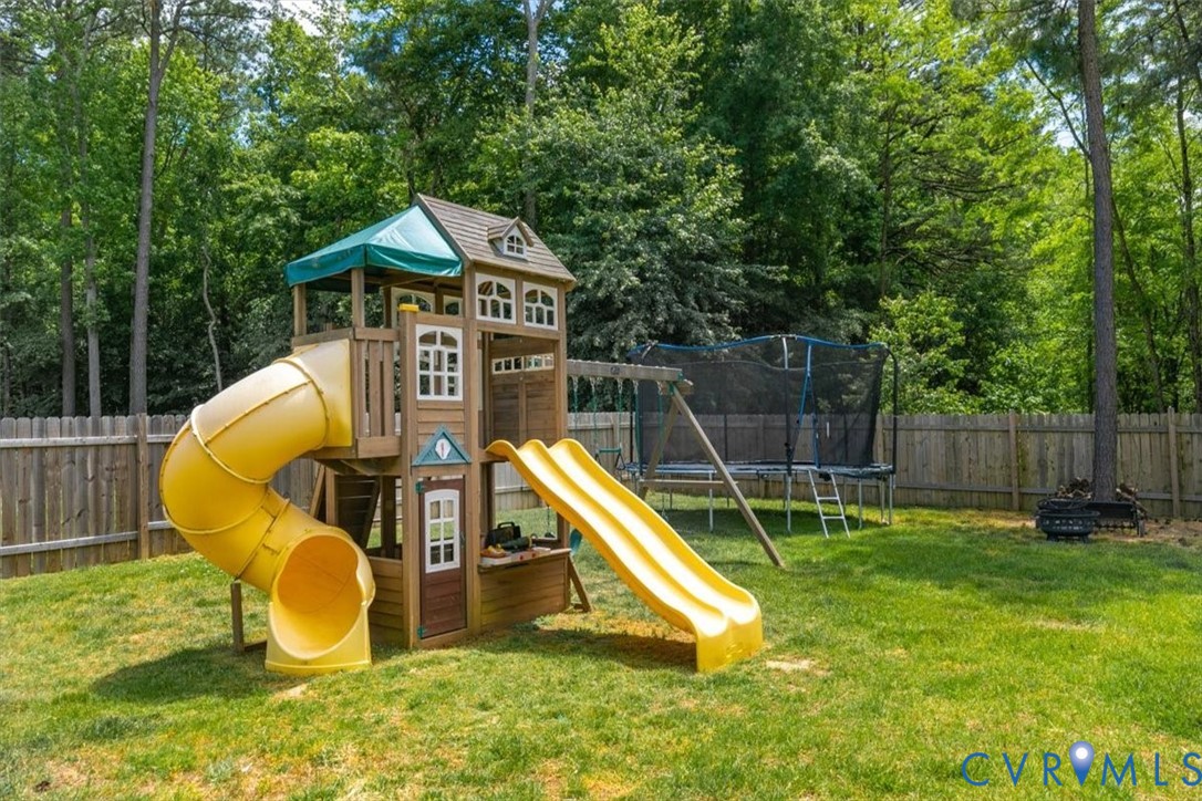 10430 Eagle Court Hopewell, VA 23860 - Photo 45 of 45 a view of a backyard with a slide and wooden fence