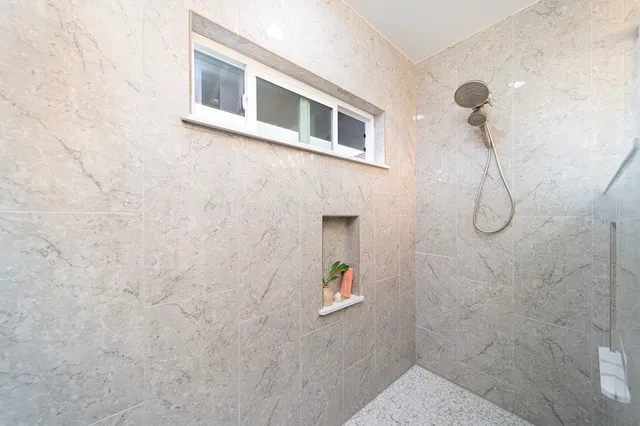 a bathroom with a shower