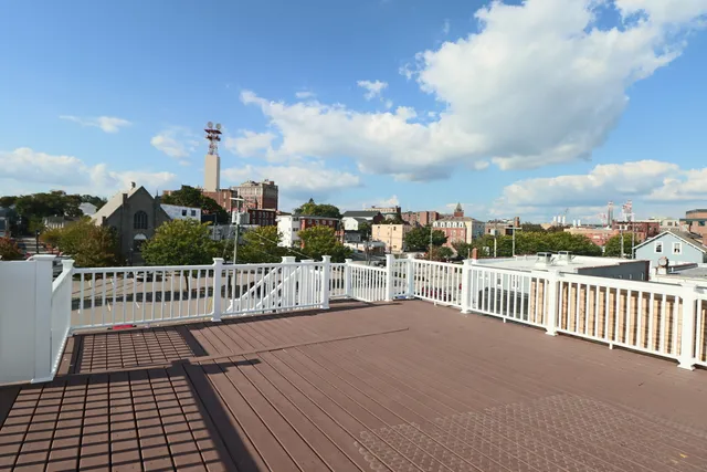 a view of a terrace with sky view