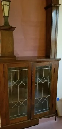 a picture of a room with a sink and a mirror