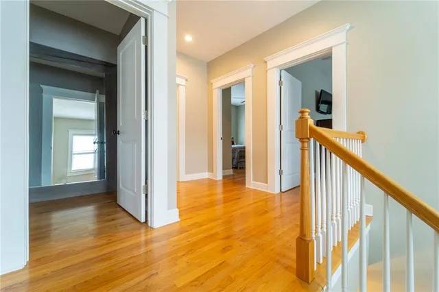 a bedroom with a bed and a closet