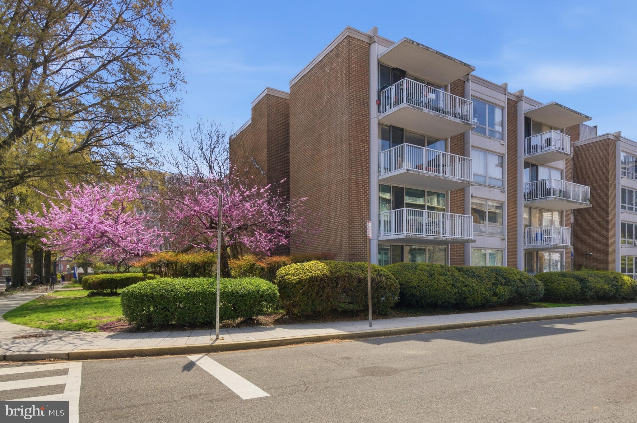 a front view of a building with garden and plants