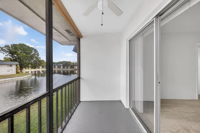 a view of a balcony from a window