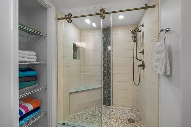 a bathroom with a shower