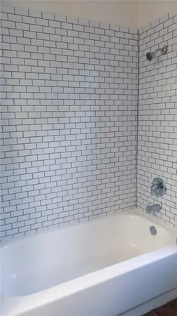 a bathroom with a bathtub