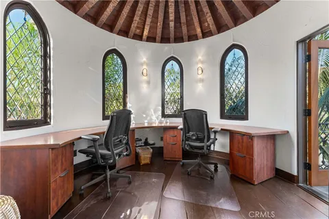 a front view of a house with patio