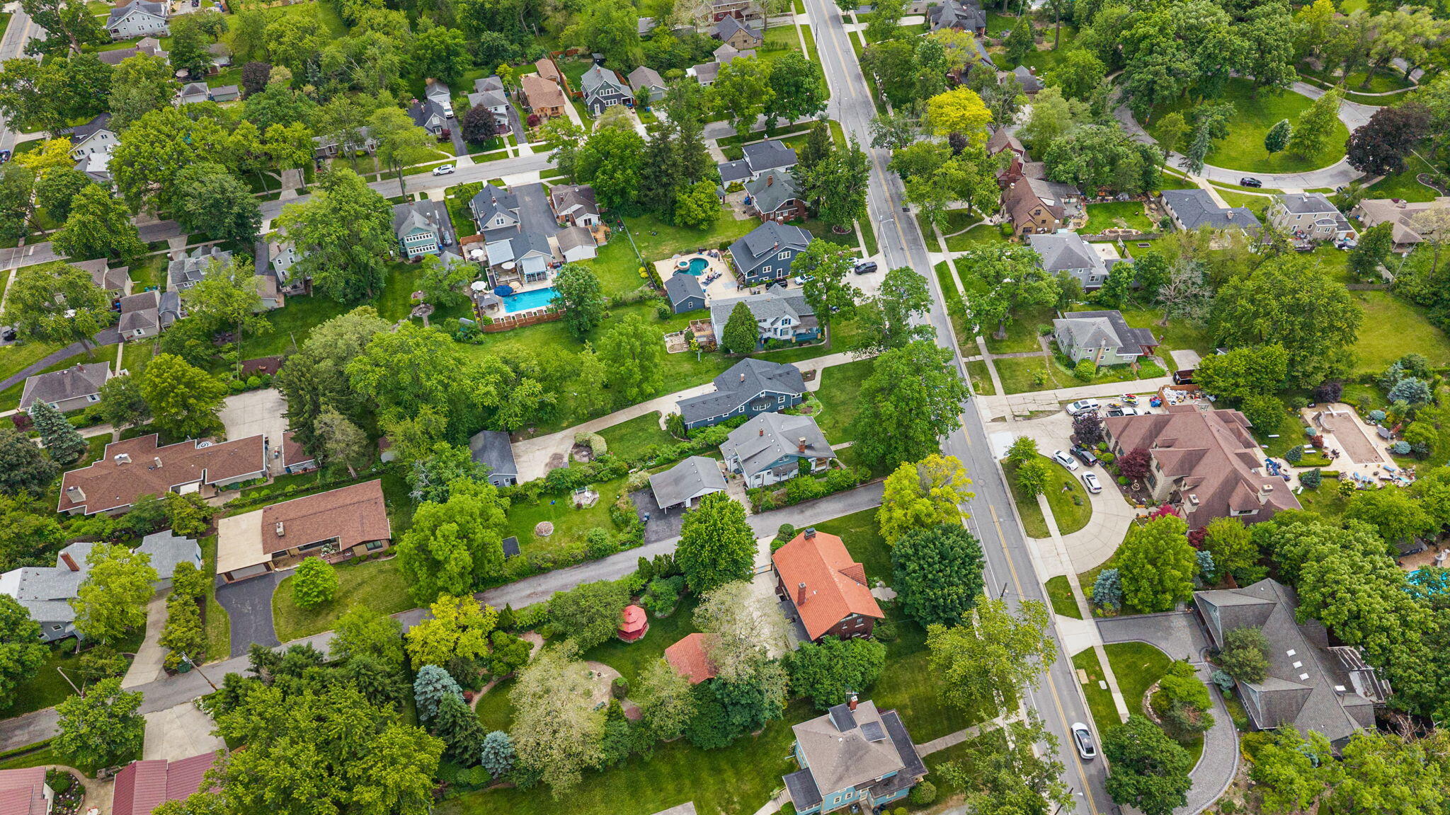 504 South Court Street Crown Point, IN 46307 - Photo 56 of 61 an aerial view of residential house with outdoor space and trees all around