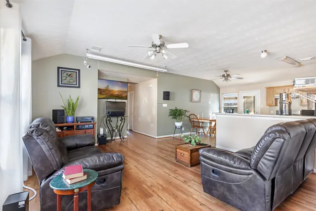 a living room with furniture