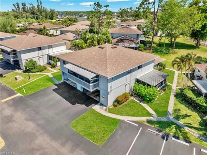 an aerial view of a house