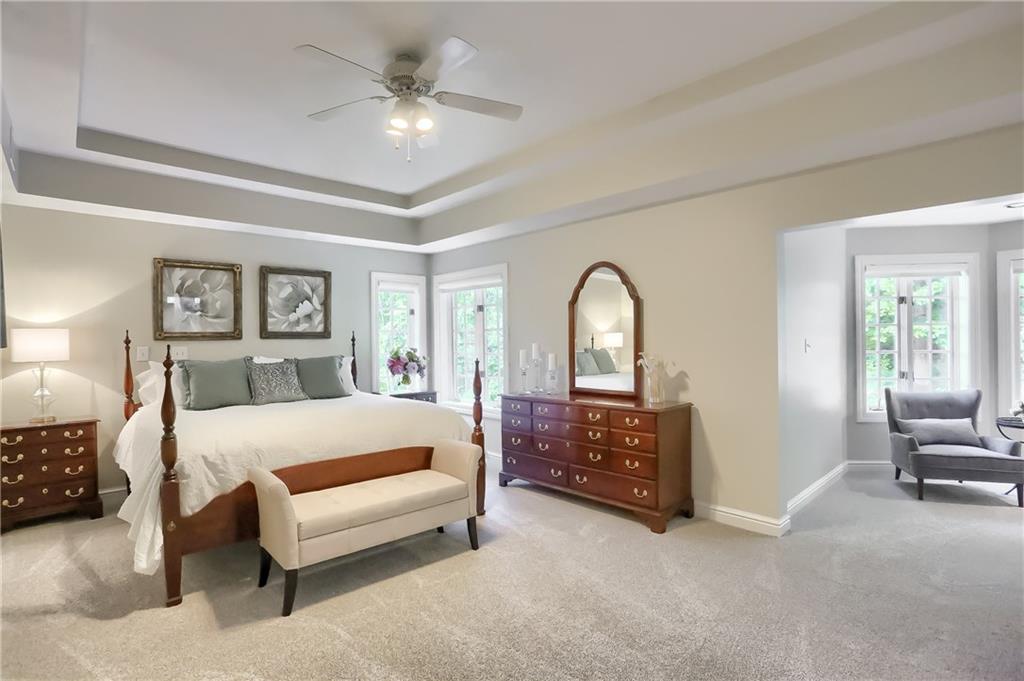 337 Parker Road Sarver, PA 16055 - Photo 14 of 25 Gorgeous Master Bedroom with double door entry and a tray ceiling. There is an extra sitting room for reading or make a great spot for baby.