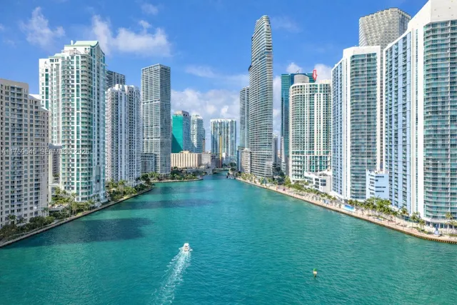 a view of a city with tall buildings