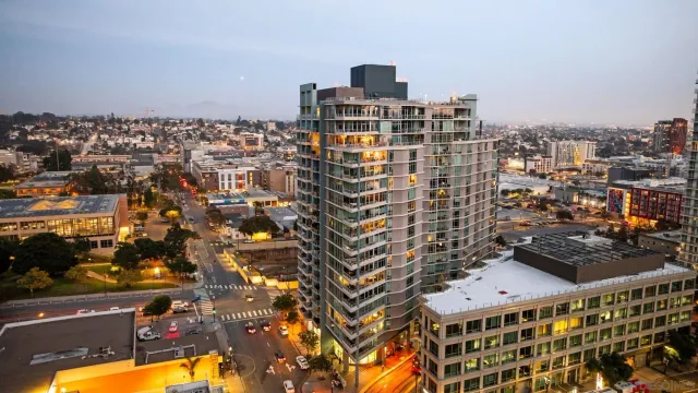 a view of a balcony with a patio