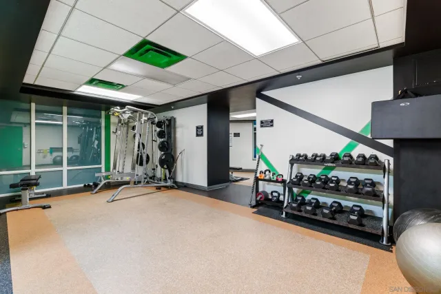 a view of a room with gym equipment