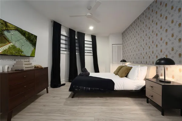 a bathroom with a bathtub