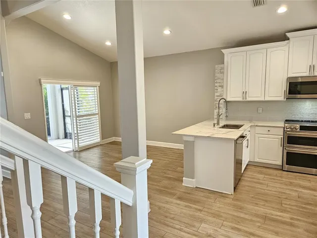 a view of a park with a slide