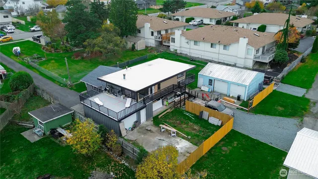 an aerial view of a house