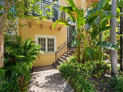 a view of balcony with a potted plant