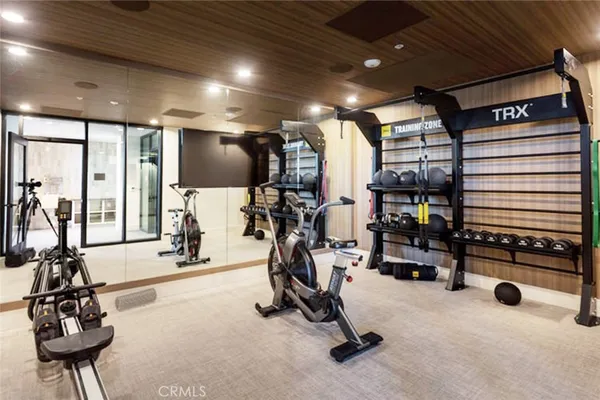 a view of a room with gym equipment