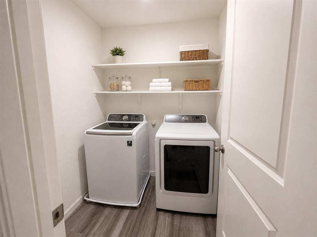 824 Juniper Street Anna, TX 75409 - Photo 11 of 25 Dedicated laundry space featuring a top-load washing machine and front-load dryer