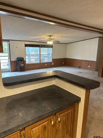 a close view of sink and cabinets