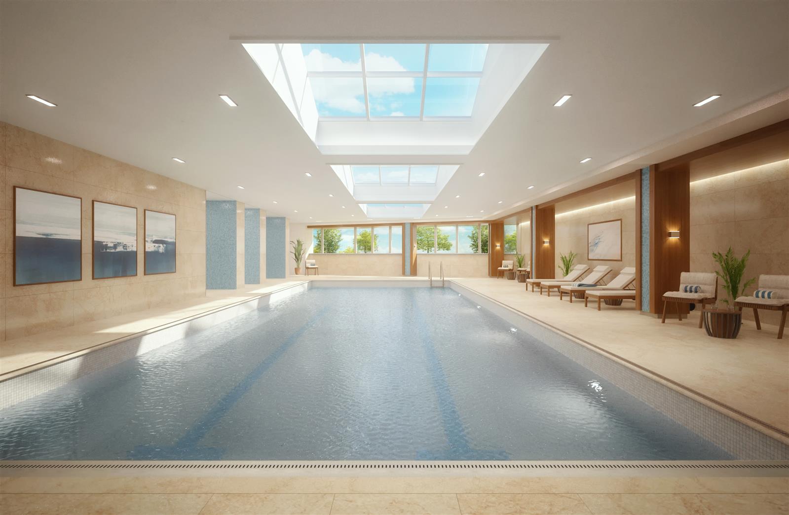 1 Ocean Drive, Unit E22D Brooklyn, NY 11224 - Photo 4 of 10 a view of a kitchen with kitchen island a large counter top a sink and a large window