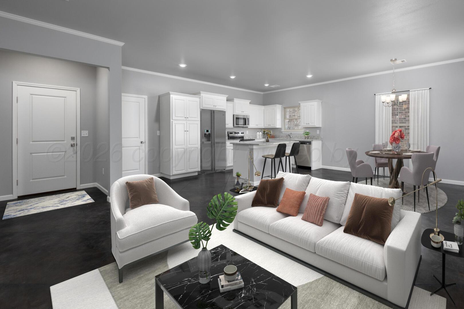 10307 Ruse Street Amarillo, TX 79118 - Photo 4 of 23 a living room with furniture and a view of kitchen