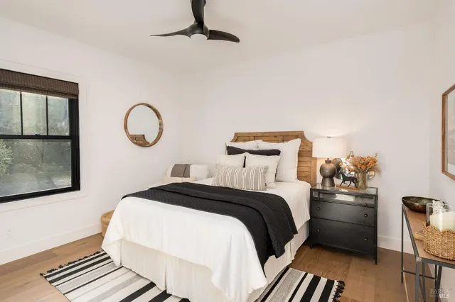 a view of a lake with a mountain in the background