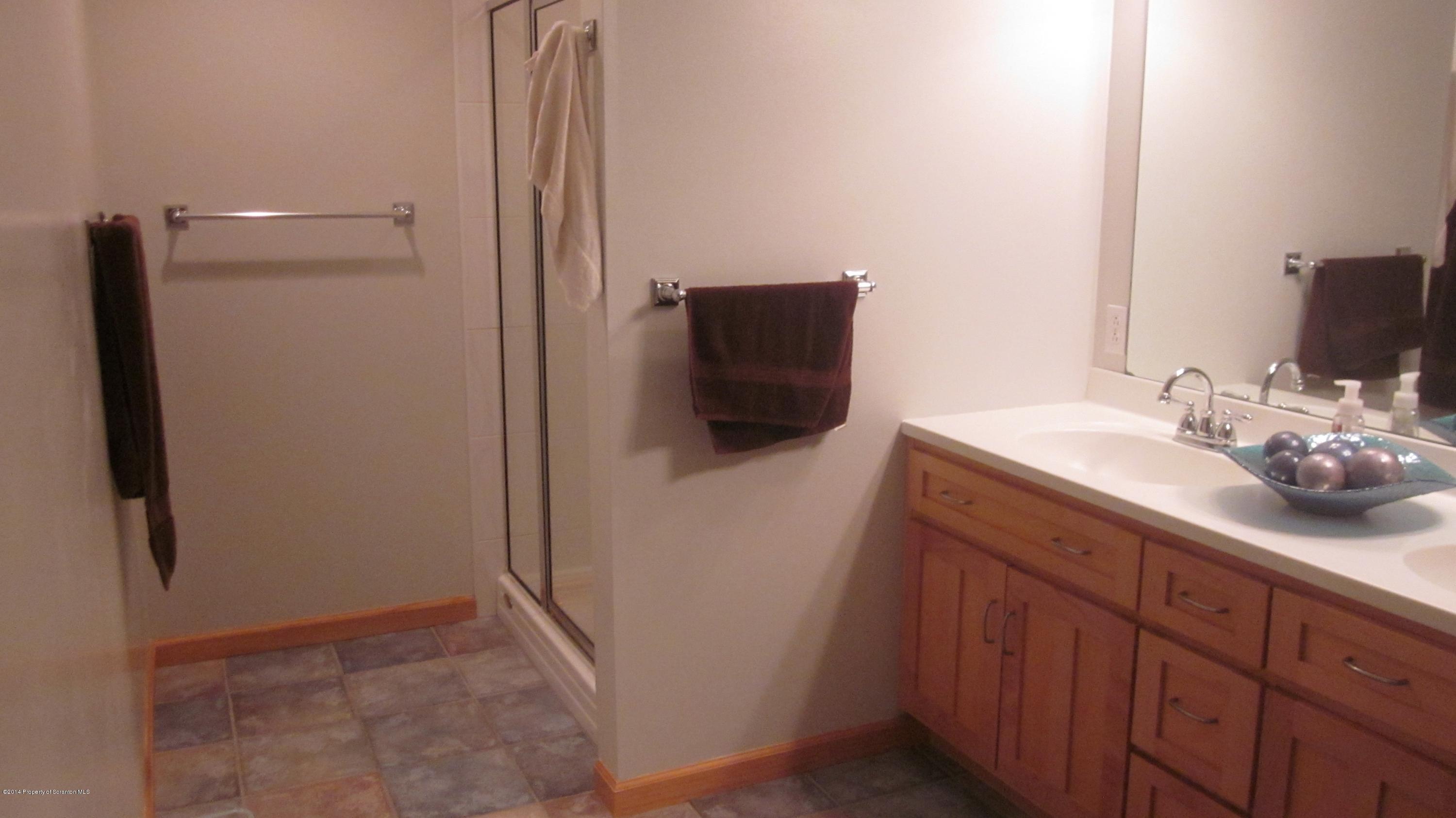 329 Golf Club Road Moscow, PA 18444 - Photo 25 of 56 a bathroom with a sink and a mirror