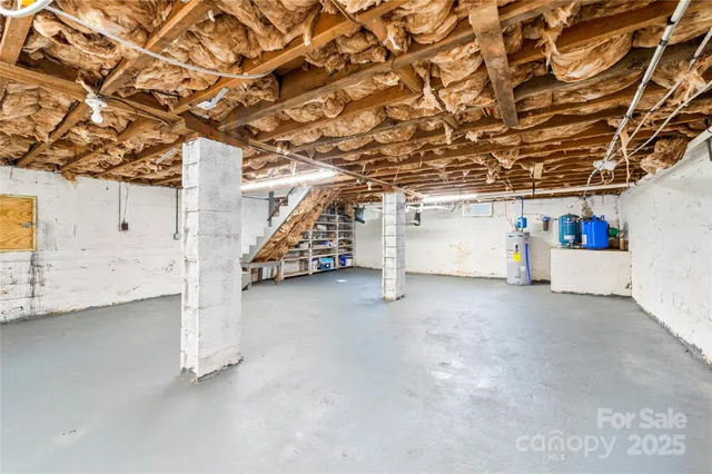 a view of a garage with furniture